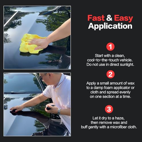 Cera automotriz Carnauba pasta 7 oz con toalla y esponja miniatura 2