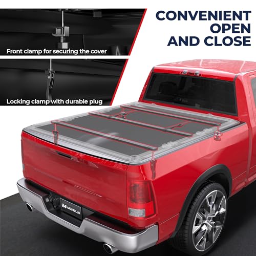 Image of MOSTPLUS 5.8 FT Soft Tri-Fold Truck Bed Tonneau Cover Compatible with 2009-2026 Dodge Ram 1500 (Classic & New Body) Without RamBox 5.8 FT Bed - 67.4 inch