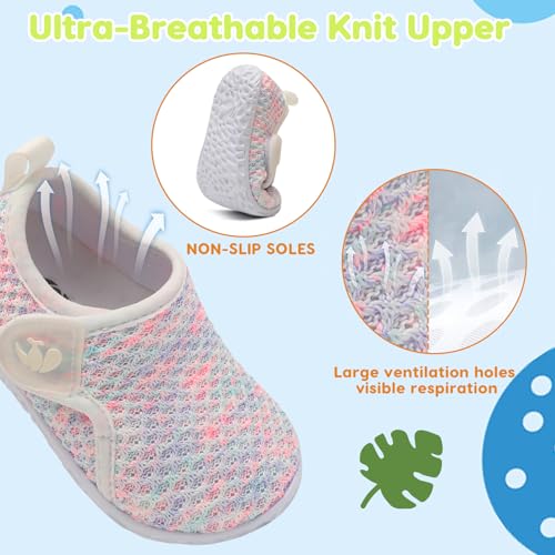 Image of FEETCITY Baby Boys Girls First Walking Shoes Infant Sneakers Crib Shoes Breathable Lightweight Slip On Shoes