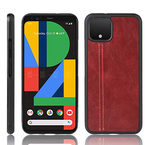 Wuzixi Funda para Google Pixel 4 XL,TPU Flexible Ultrafino+Cuero PU, absorción de Impactos, Cubierta Protectora antiarañazos, Adecuada para Google Pixel 4 XL.Rojo
