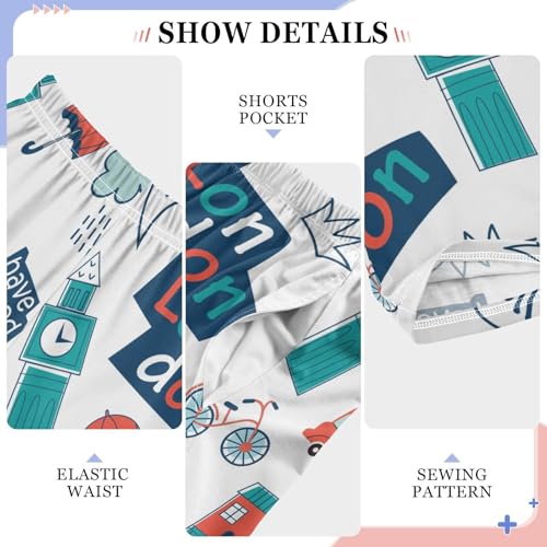 ZZXXB Hello London Boys Long Pants Soft Trousers Elastic Waist Kids Lounge Bottoms with Pockets S-XL4