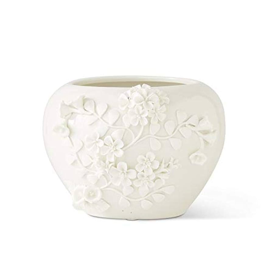 Jasmine♪❤️ Amazon.com: K&K Interiors 6.75 Inch White Ceramic Pot with