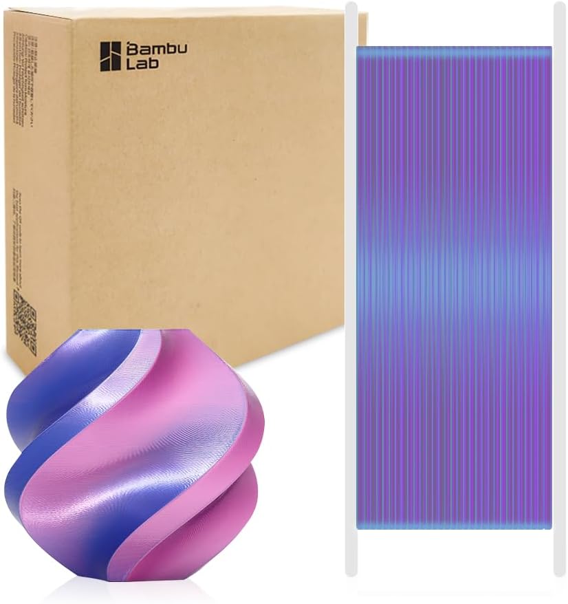 Bamboo Lab PLA Silk Dual Color 3D Printer Filament 1.75mm for Bambu Lab X1/X1C/P1P/P1S/AMS, Silk Shiny Dual Color PLA 1KG Easy Printing & Eco Friendly with RFI (Not Recommend for A1 Series)