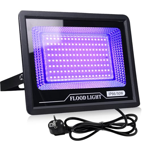 50W LED Schwarzlicht Strahler: IP65 Wasserdichte Schwarzlicht Led Strahler, UV strahler, UV Licht Schwarzlichtlampe mit Stecker, Uv Partylicht U-V Fluter für Disco, Bar, Glow Party, Halloween, Bühnen