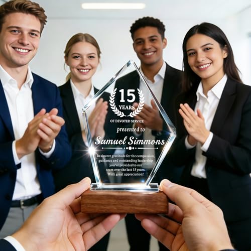 Image of Custom Crystal Award Trophy, Personalized Trophy with Company Logo & Text