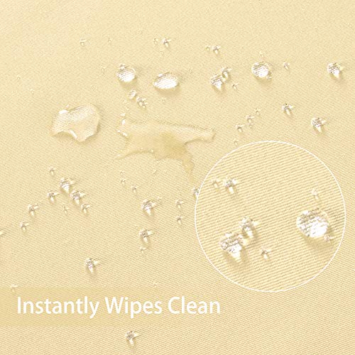 Image of Obstal 210GSM Round Table Cloth, Champagne, 60 Inch Diameter | Water Resistance Microfiber Tablecloth, Decorative Fabric Circular Table Cover for Outdoor and Indoor Use