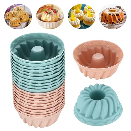 SZSIQI 20 unidades moldes de silicone, molde de bolso, molde savarin silicone, de silicone de substituição espiral anti-aderentes para bolos, diâmetro 6,5 cm, altura 2,8 cm