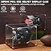 JupDec Football Helmet Display Case, Full Size Acrylic Baseball Motorcycle Helmet Showcase, UV Protection Souvenirs and Collectibles Box with Solid Wood Base & Riser, Ideal Gift for Sports Enthusiast