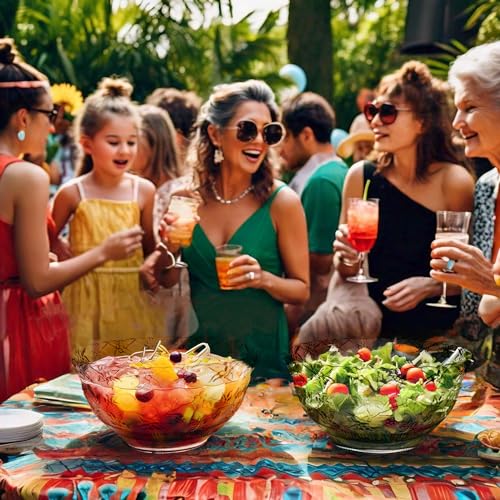 Party Essentials Hard Plastic 12-Quart Embossed Punch Bowl, Clear - Image 5