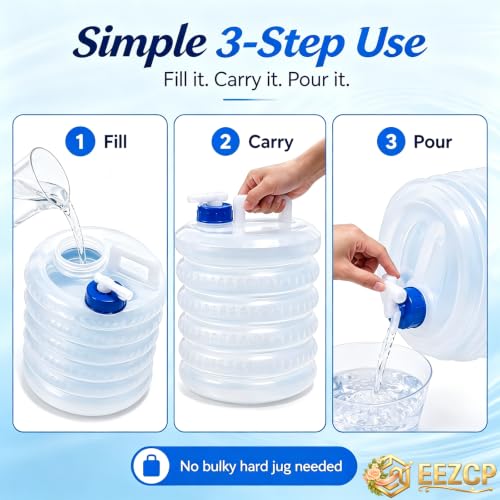 Contenedor de Agua Plegable con Grifo EEZCP, Capacidad 5 litros, Balde Plegable para Camping, Senderismo y Picnic miniatura 6