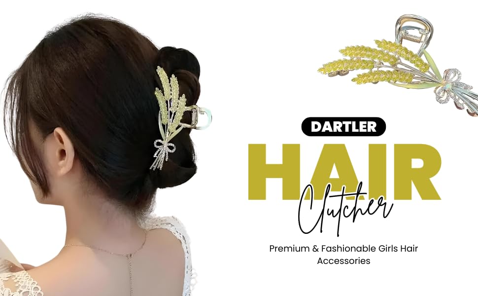 Image of Hair Clutcher For Women | Stylish Hair Claws For Girls | Handmade Alloy Metal Clips | Fashionable Girls Hair Accessories | Suitable In Various Occasions (wheatstraw gold) Pack Of 1.