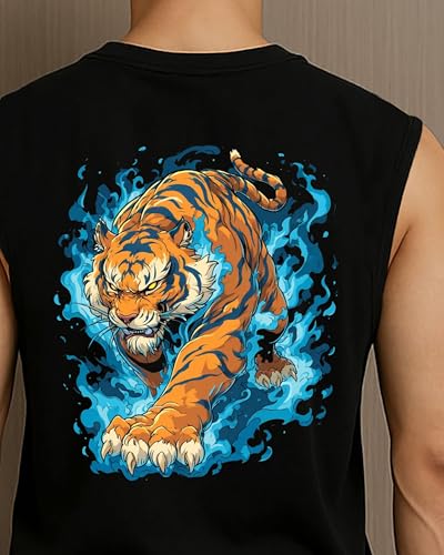 Image of JUGULAR Tank Tops Sleeveless T-Shirt for Men Gym Wear Vest Printed Stylish Round Neck Running for Sports Workout Fitness & Casual or Beach Wear