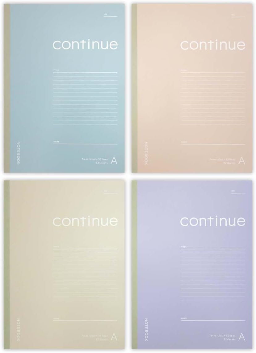 Kyowa Shiko A4 Notebook, Smoky Continue, A Ruled, 32 Sheets (4 Assorted Colors) x 100 Packs