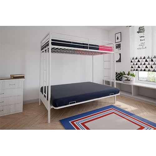 Dhp Twin-Over-Futon Convertible Couch And Bed With Metal Frame And Ladder - White #TOP5