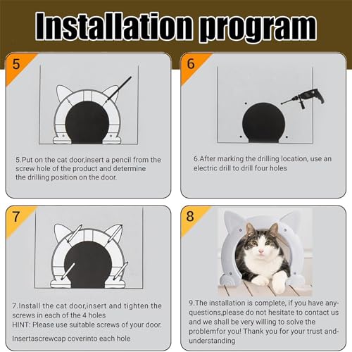Porte intérieure pour chat avec ouverture en tête de chat sans clapet - 7