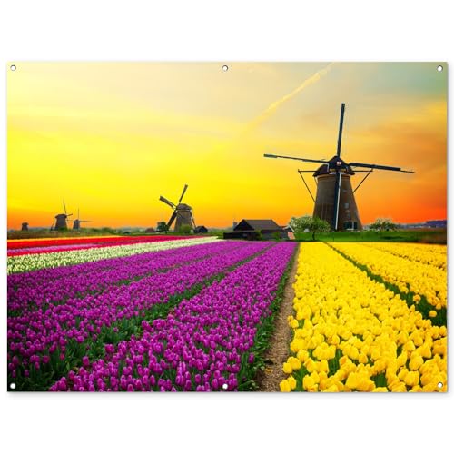 MuchoWow© Deco Jardin Exterieur 160x120 cm Décorative Poster Affiche Murale Decoration Balcon Décoration Extérieure Terrasse Déco Appartement Moulin à...