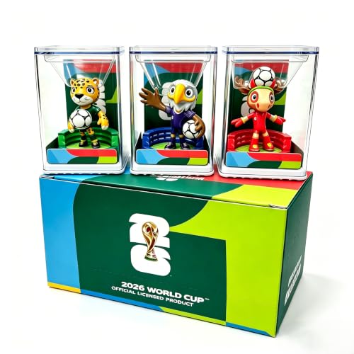 LazyGoose 2026 World Cup Official Licensed Mascot Figurines Set of 3 Clutch Maple & Zayu with Display Box World Cup Merchandise Collectible Soccer Figures Gift for Fans