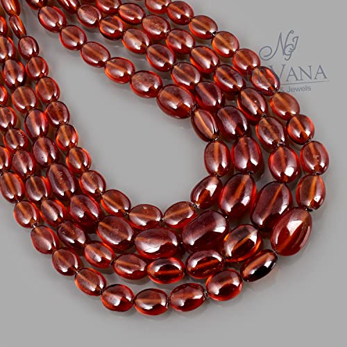 Perle de grenat Hessonite véritable 39cm pour collier de prestige