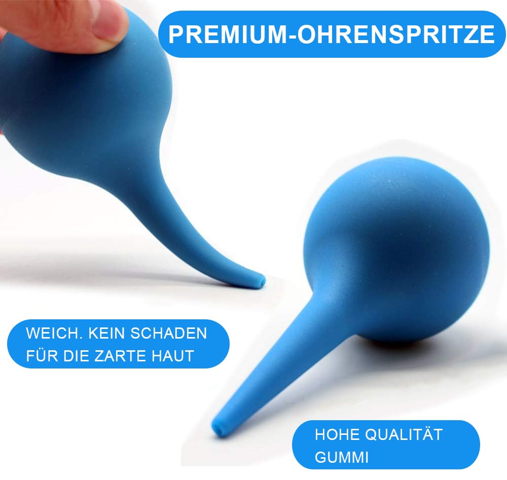 Voarge 2 limpiadores de oídos, 60 ml, removedor de cerumen, de silicona, para una limpieza suave de cerumen, enjuague de oído, azul