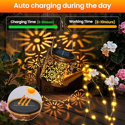 X-PREK Solar Garden Lights Outdoor Decoration, Metal Solar Watering Can Lights Outdoor Waterproof, Small Patio Light Yard Lawn Pathway Decor, Gardening Gifts for Women Mom Grandma 2 Packs — view 3