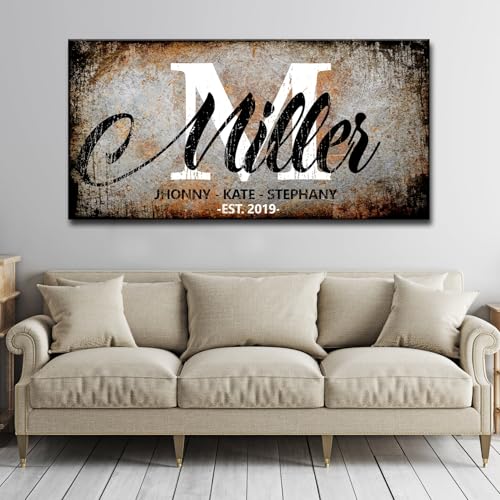 Tailored Canvases Family Sign V - Personalized Family Name Sign, Family Wall Decor for Living Room, Last Name Sign for Home, Family Signs for Home Decor Wall, Family Name Wall Decor