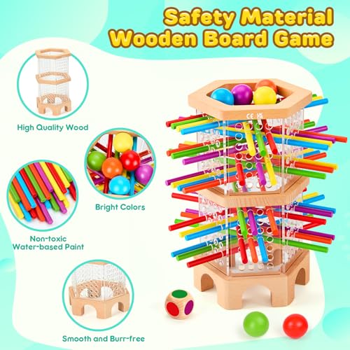 Juego de mesa Montessori de madera con 42 palitos coloridos miniatura 5