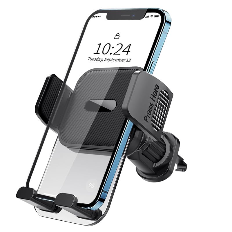 NOVAKE Soporte de ventilación para teléfono de coche, clip de resorte mejorado [apto para teléfonos grandes] Soporte para teléfono celular para coche, manos libres, clip de cuna para iPhone,