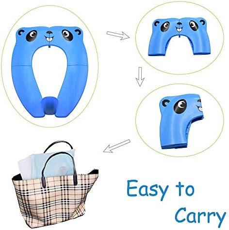 [Upgrade Version] Foldable Potty Seat - RIGHTWELL Travel Toilet Seat, Toilet Training Seat Portable Toilet Seat Toddler PP Material with Carry Bag (Blue)
