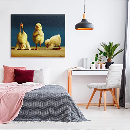 Image of Stupell Industries 'Yoga Chicks Funny Stretching Poses Farm'| Canvas Art | Stupell Industries | 48 x 36 Inches, Easy to Hang and Sturdy, Made in USA, by Lucia Heffernan