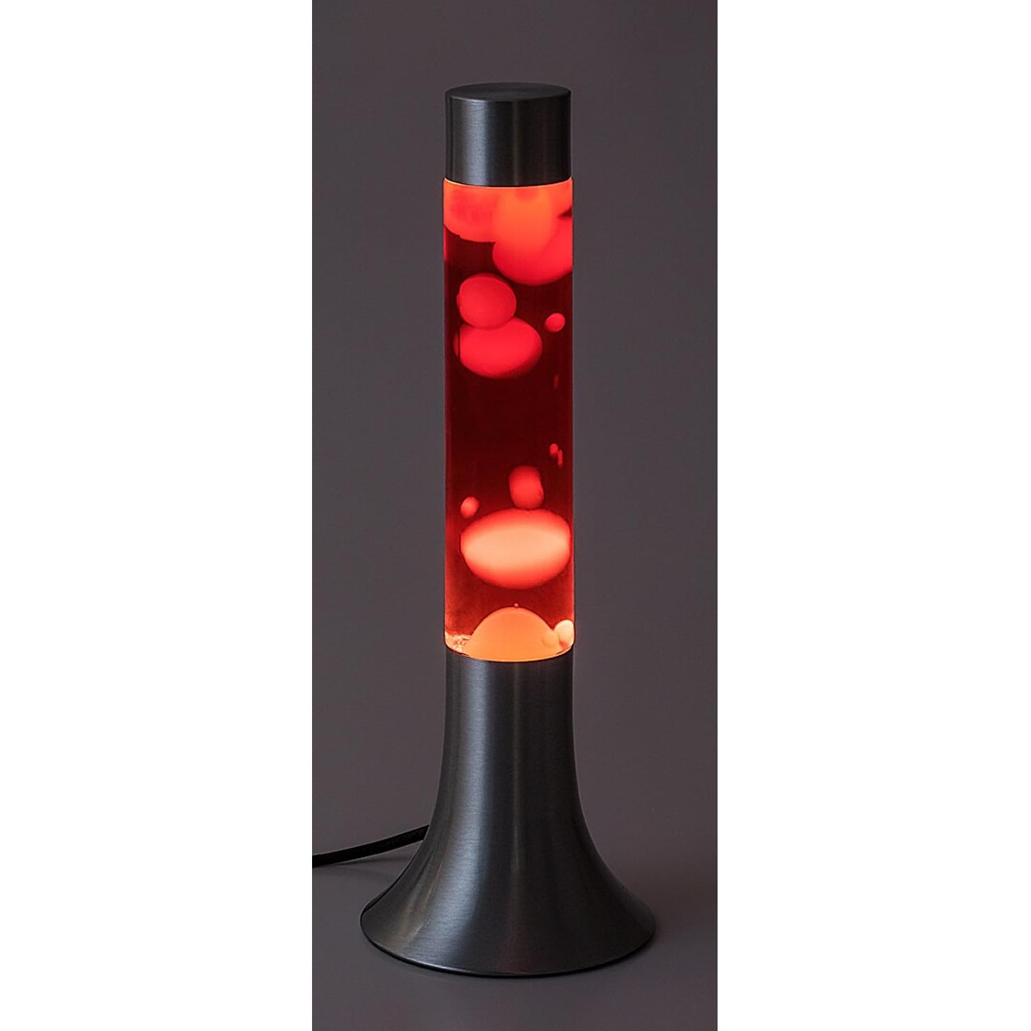 Rabalux Poppilol – Lampe à lave décorative 25W, métal argenté, cire jaune et liquide rouge, effet lumineux apaisant, 3000K, verre transparent, idéal salon chambre