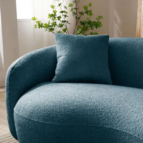 Image of LEGACY OF COMFORT Yazgur 85'' Mid-Century Modern Curved Living Room Sofa, 3-Seat Fabric Couch for Living Room, Office, Apartment (Teal)