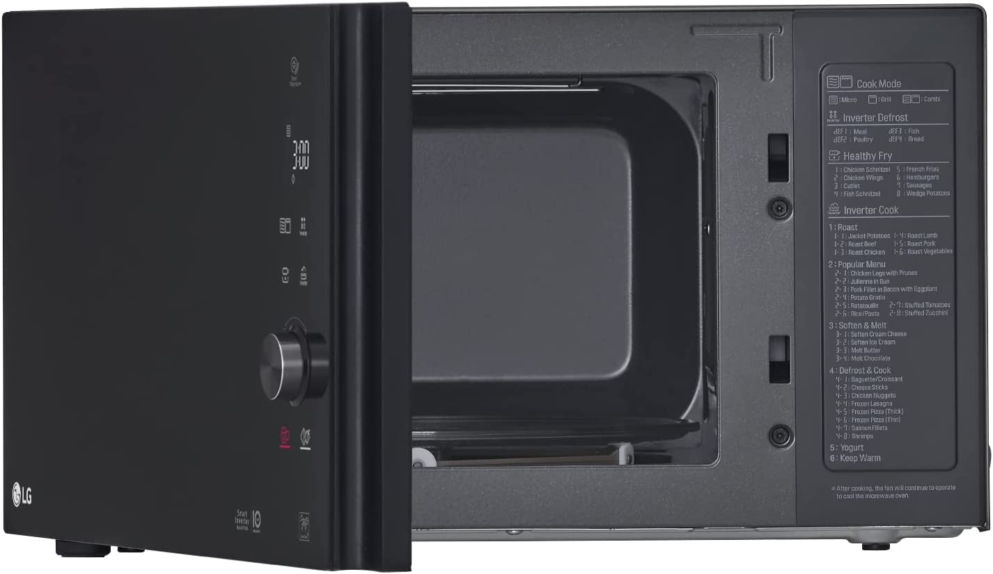 LG MH7265DPS Forno Microonde Smart Inverter con Grill al Quarzo, 32 Litri, 1200 W, Programmi Automatici, Livelli di Potenza Regolabili, Piatto Microonde Crispy Incluso - Nero 30.7 x 54.4 x 44.1cm
