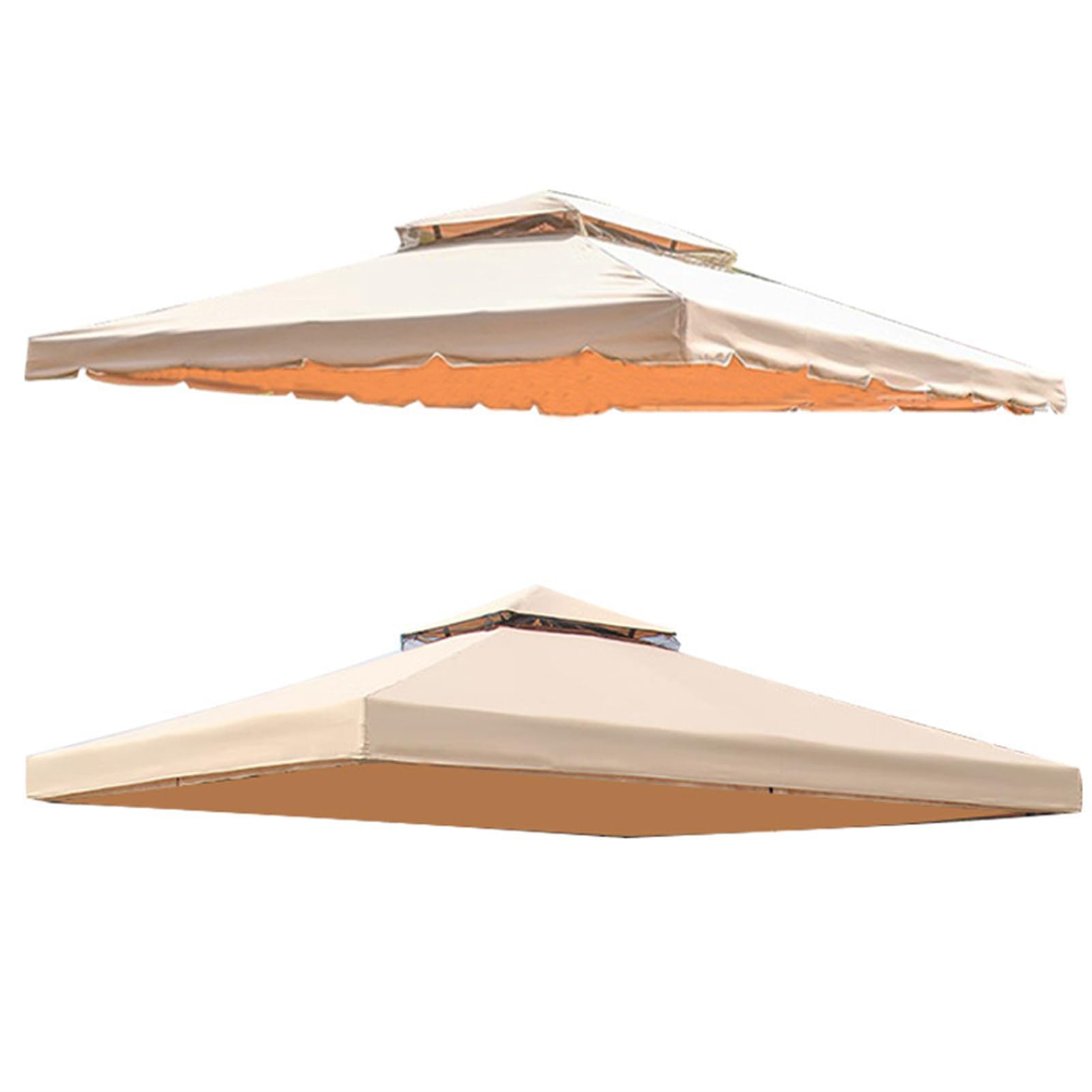 2-Tier Roof Replacement Canopy for Gazebo - Durable Polyester Fabric, Compatible with 3x3m/3x4m Outdoor Gazebos; Upgrade Spare Top Cover for Garden, Patio & Backyard (Khaki,3X4m)