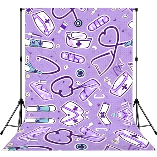 Toile de fond infirmière violette 1,5x2,1m sans couture pour studio photo