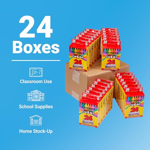 Image of Cra-Z-Art Crayons, Bulk Pack, 24 Count, 24 Packs of Crayons, Bulk School Supplies for Classroom, Back to School Essentials