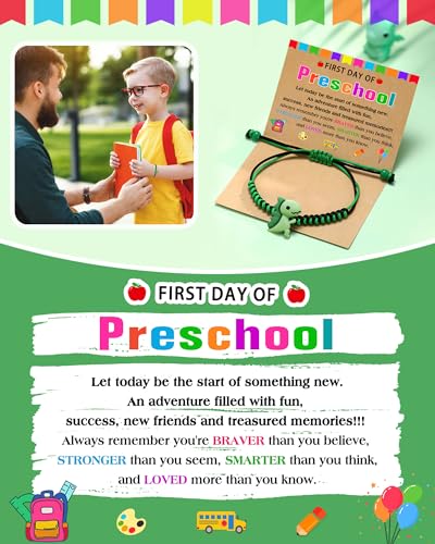 Image of Back to School Dinosaur Bracelet- First Day of School Kindergarten Preschool Gifts for Kids Boys Girls