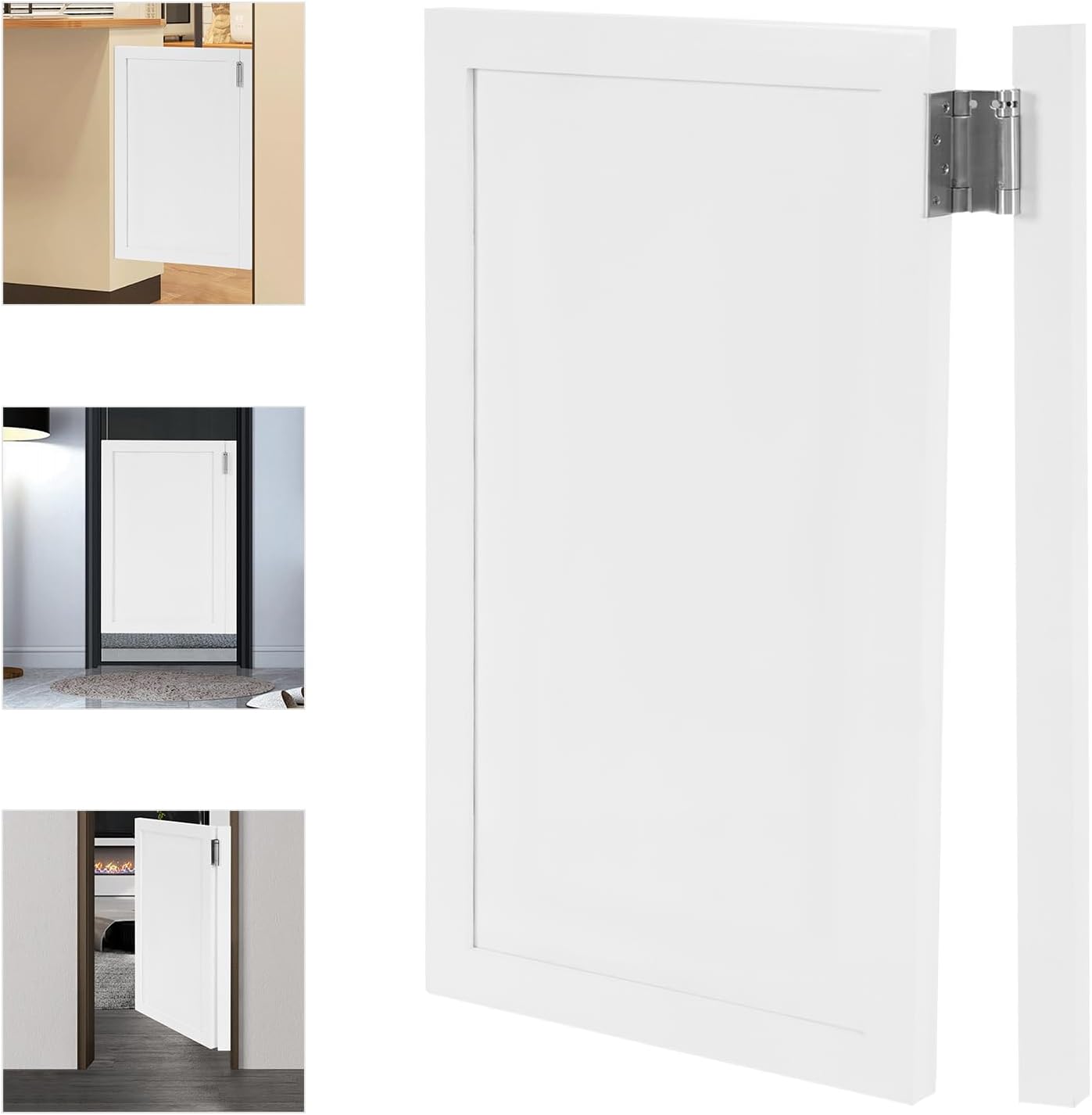 Single Wood Cafe Door Swinging Door, White-B, 23.6x35.4in