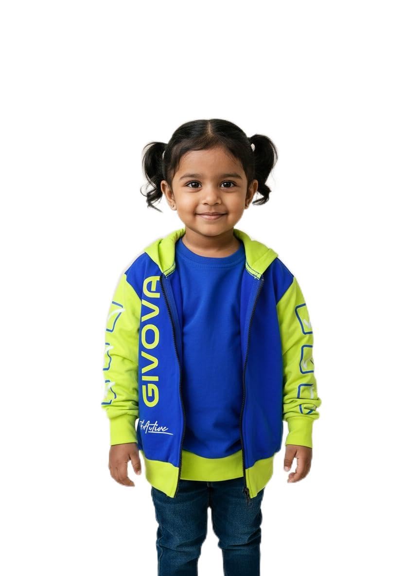 Soul Spark's Brand Surplus Girls Full Sleeve Blue Hoodie with Zipper | Premium Winter Wear | Soft Warm Sweatshirt Jacket for Mild Cold (3–7 Years)-image-16
