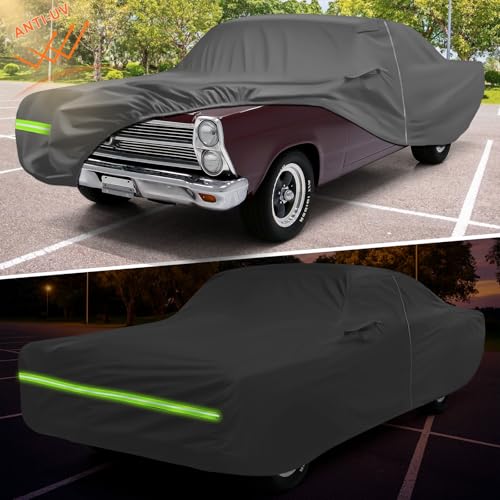 Car Cover Compatible with 1955-1959 & 1962-1970 Ford Fairlane Sedan/Hardtop, Custom Fit Heavy Duty Material All Weather Full Car Cover, Charcoal - Image 6