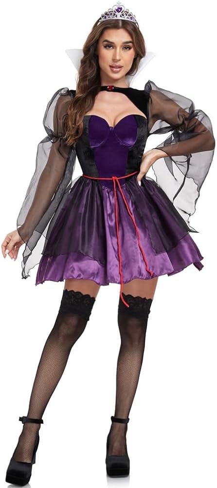 Amazon.com: Purple,S,Women Halloween Costumes Fairy Tale Evil Queen Dress  Sexy Game Uniform Party Cosplay Costume: Clothing, Shoes & Jewelry