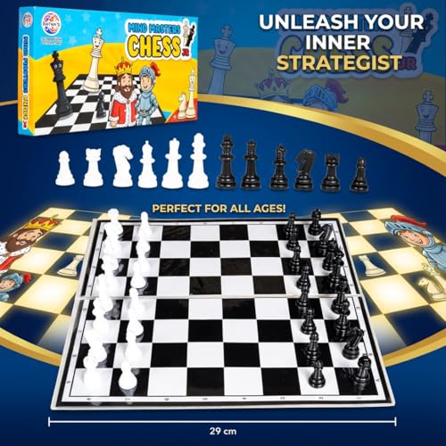 Image of Ratna's Mind Masters Chess Junior, Educational Strategy Board Game for Kids, 29 cm Board with Black and White Pieces