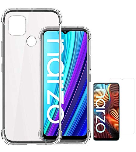 Image of Soft Flexible Silicone Back Cover (Realme Narzo 30A, Transparent Case + Screen Guard)
