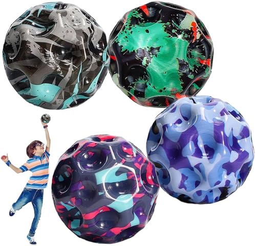 WZTCIBUR Astro Jump Ball, 4 piezas Moon Ball, Galaxy Ball, Space Ball, High Bounce Loch Ball, Moonball, Jumpball, pelota de goma, Mini Bounce Bounce Ball, Lava Ball, Relief Toy para niños