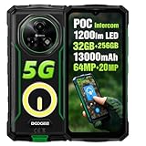 DOOGEE Telefono Rugged 5G Fire 7 PRO, Intercom POC, Torcia 1200lm, 32GB+256GB, 13000mAh, 64MP+20MP Visione Notturna, Schermo 6.6'' HD+, Gemi …