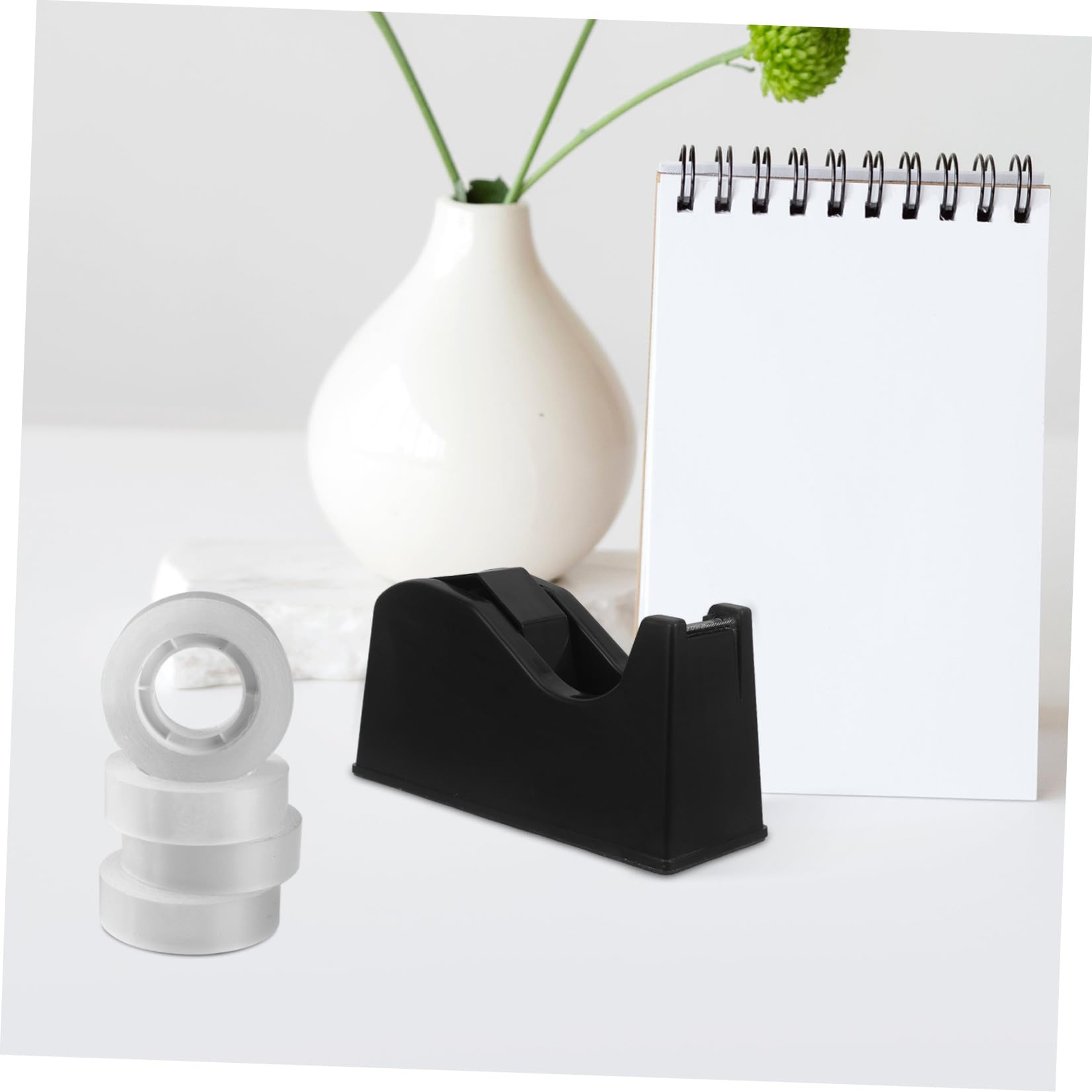 Dispenser per Nastro Adesivo da Scrivania 2 Pezzi Nero | Nucleo 1"/3", Base Antiscivolo, Ricaricabile, per Pezzi Piccoli e Grandi, Taglio Preciso e Cambio Rapido