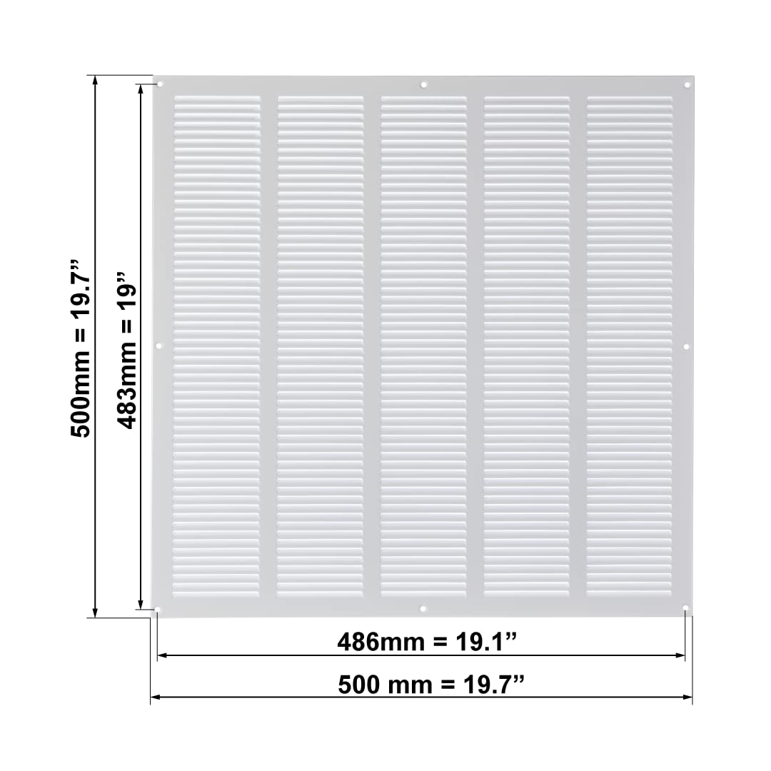 500 x 500 mm White Ventilation Grille Insect Protection Exhaust Air Supply Metal Grille