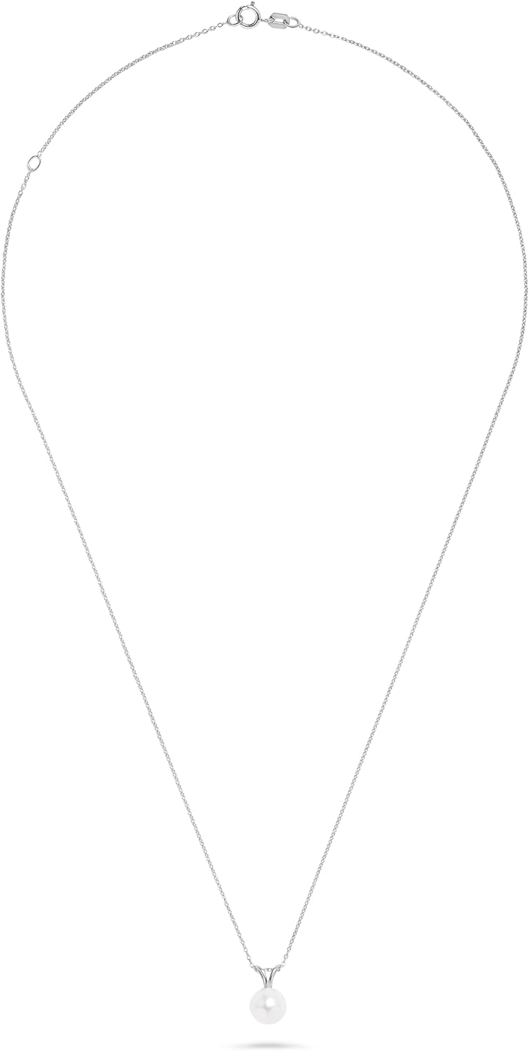 Blue Ocean Pearls Freshwater Pearl Pendant 7.0-7.5mm with .925 Sterling Silver Adjustable Chain 16"-18", Pendant Necklace Jewelry - Image 3