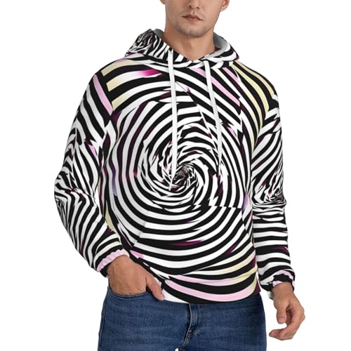 Pull à capuche unisexe motif illusion d'optique en spirale avec poche kangourou