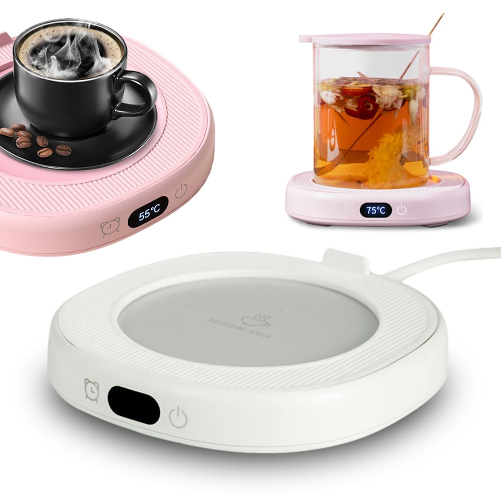 Coffee Mug Warmer, 2025 New USB Coffee Mug Warmer Smart Constant Temperature Coaster, Cup Warmer for Desk with Auto Shut Off, Mug Warmer for Coffee, Beverage, Milk, Tea (White)