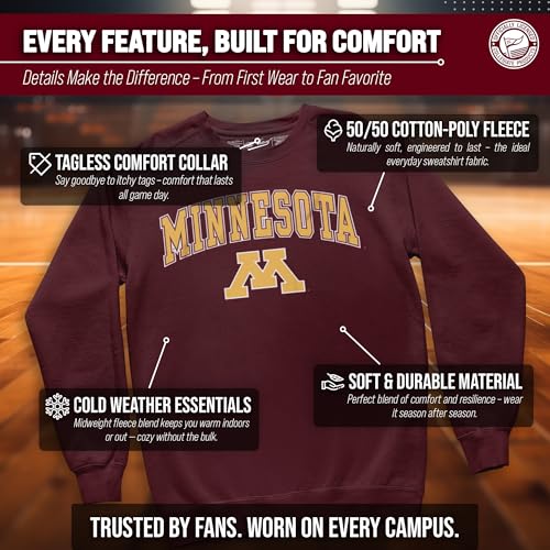 Image of NCAA College Sweatshirt Fleece Crewneck Pullover for Men and Women | Officially licensed NCAA college gameday crewneck pullover - 9 oz fleece lined sweatshirt with arch and logo design